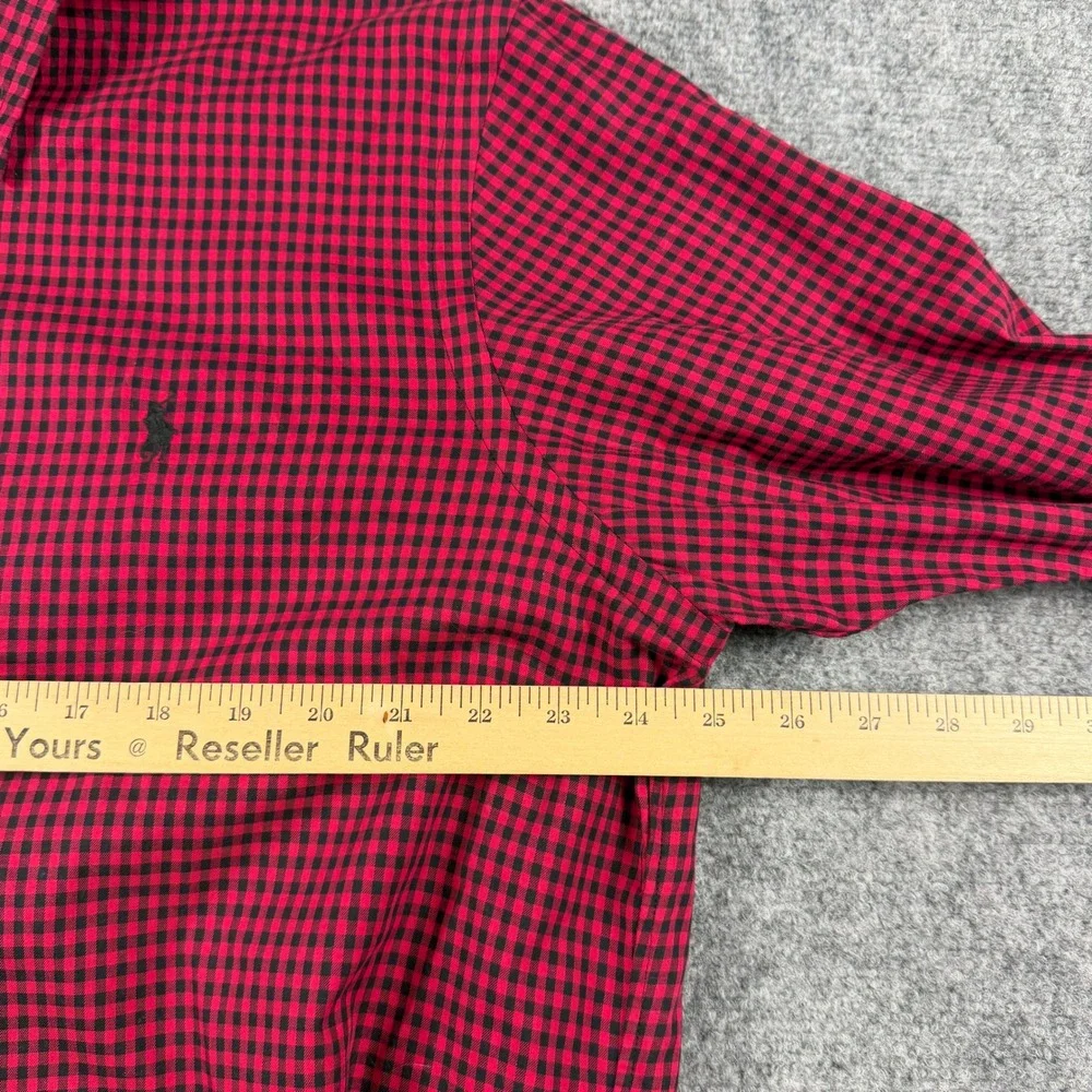 Polo Ralph Lauren Button Down Mens XL Red Black Gingham Classic Fit Long Sleeve